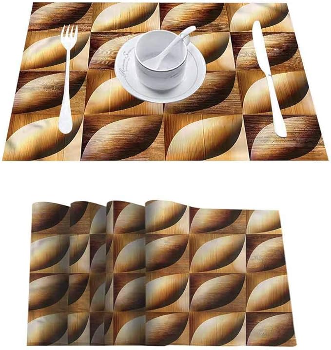 3D Waterproof NonSlip Placemats Table Mats, Rustic