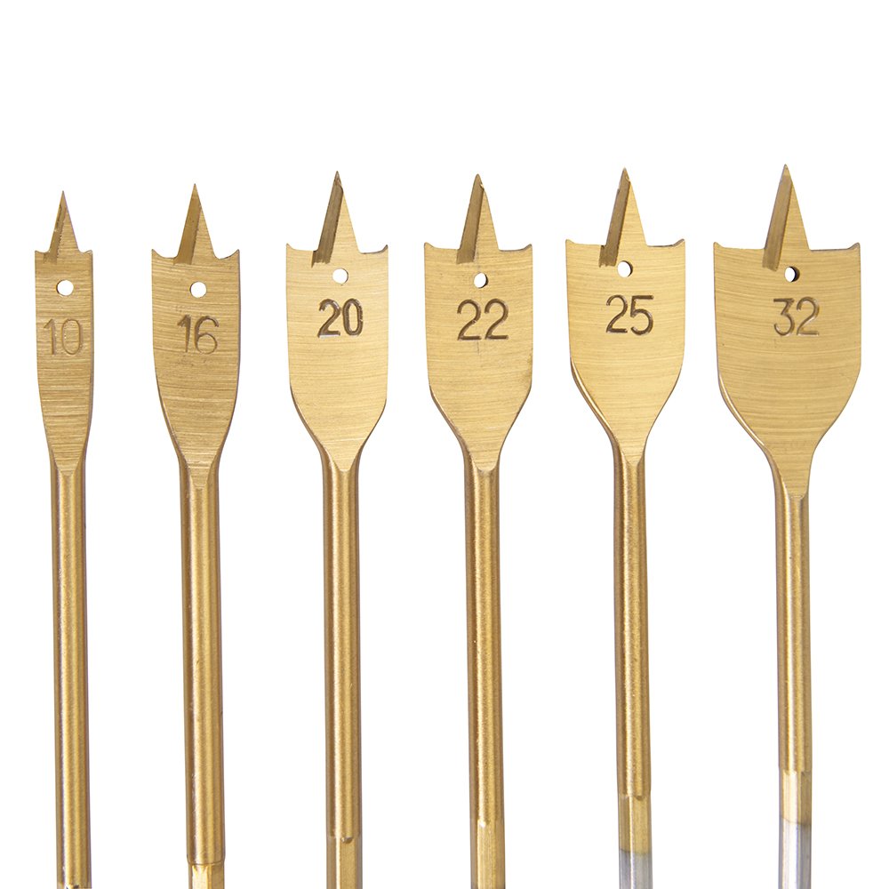 Silverline DS32 Titanium-Coated Flat Bit Set 6pce 10 - 32 mm