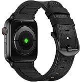 Compatible with Apple Watch Band 49mm 46mm 45mm 44mm 42mm, Mifa Leather Silicone Hybrid iWatch bands for Men Women, Replacement Loop Vintage Sports iWatch Strap for Series Ultra 2 1 10 9 8 7 6 5 SE