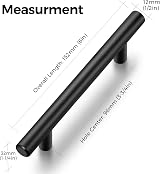 Ravinte 10 Pack Black Cupboard Handles 96mm Hole Center 152mm Length view 3