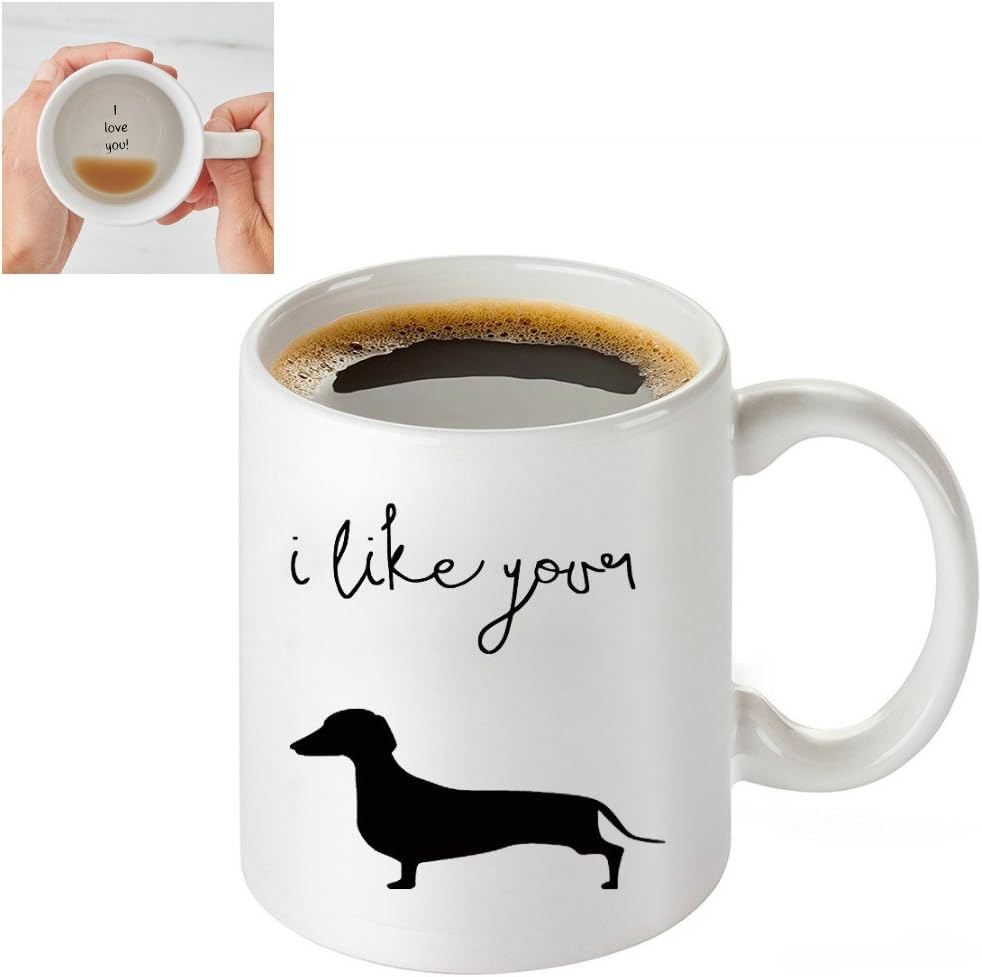 I Like Your Weiner Coffee Mug - Secret Message 'I Love you!' Mug - Novelty Mug, Funny Birthday Gifts for Weiner Boyfriend Gifts Gag Gift Coffee Mug Tea Cup - 11oz. - White Ceramic