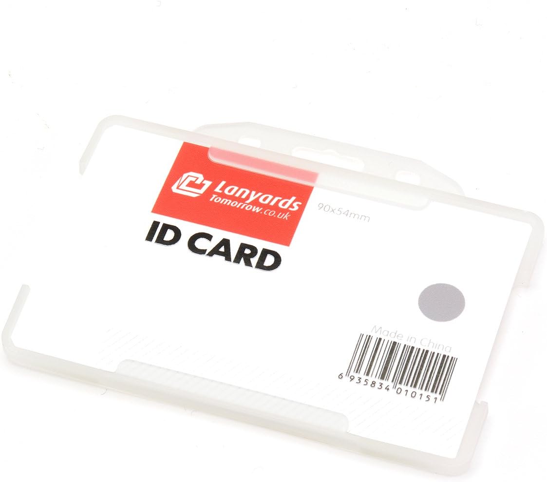 Pack of 100 Single-Sided Rigid Slide in Open Faced ID Card Badge Holders Horizontal/Landscape Identity Plastic Pass Protector - Image 5