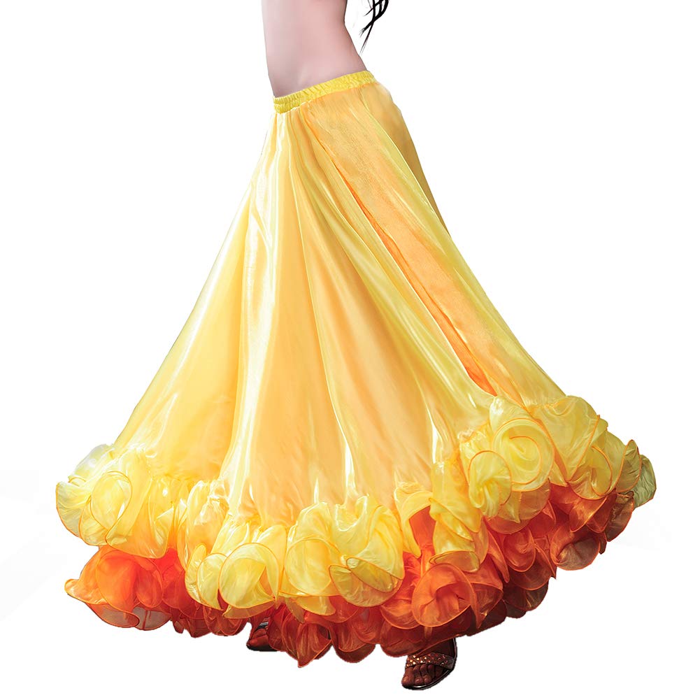 ROYAL SMEELA Flamenco Skirt Sexy Belly Dance Costume For Women Belly Dance Skirts Carnival Costume Professional Belly Dancing Skirt Dazzling Two-tone 25 yard Large Swing Skirts Belly Dance Outfit
