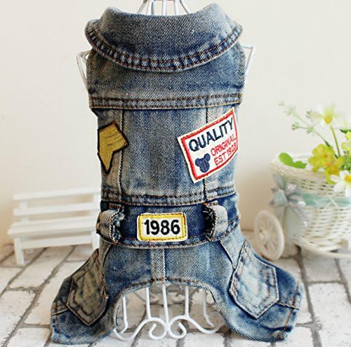 Factory Direct Sale Pet Clothes for Spring and Autumn Jean Pet Clothing for Dog Four Legs Cowboy Clothes Jumpsuit Pet Dog Supplies