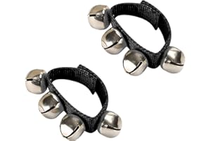 Boguish Jingle Bells, Wrist Bells, Percussion Instruments Musical Rhythm Band with 4 Silver Bells for Party Christmas 2pcs