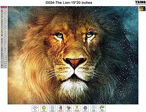 DIY Crystals Paint Kit 5D Diamond Painting By Number Kits, The Lion-15''W20''L