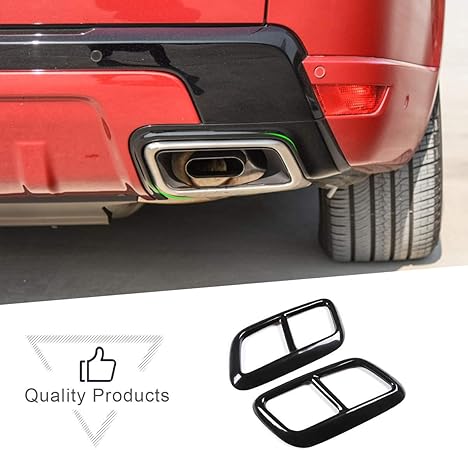 Amazon 黒ステンレス鋼車マフラーテール排気管カバートリム 2 個適合ランドローバーレンジローバースポーツ エキゾーストマニホールド 車 バイク
