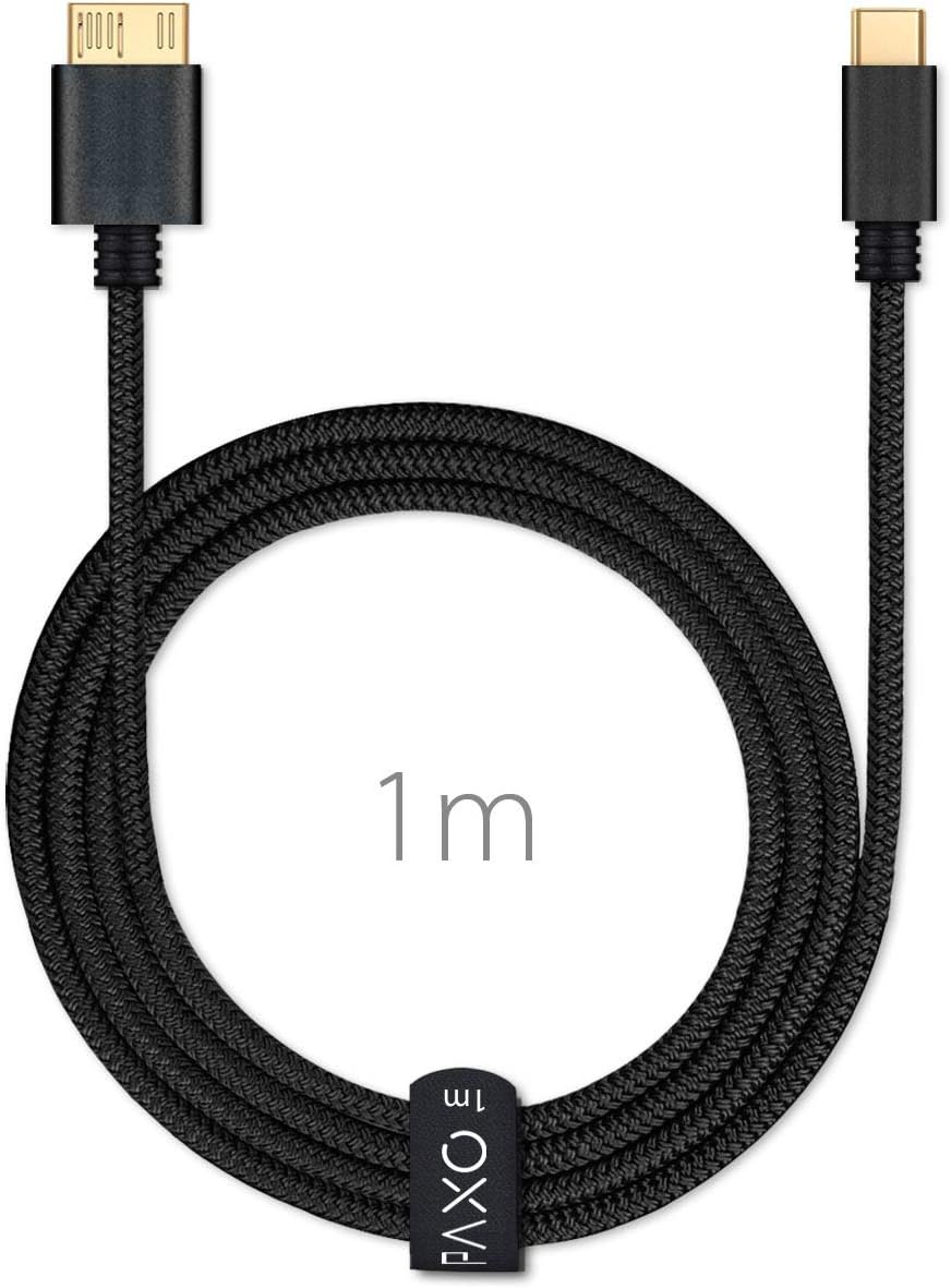 PAXO 1m Nylon USB C-Micro USB 3.1 Hard Disk Cable, 5Gbit/s, Data and Charging Cable, Black - Image 5