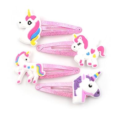 Gifts Goodies X5 Unicorn Hair Clips Kids Girl Hair Accessories
