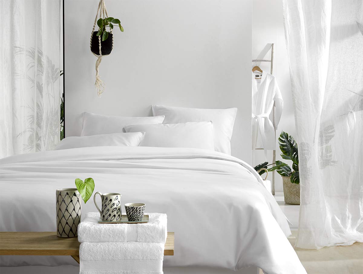 De Witte Lietaer Satin Quality Bed Linen Made from Combed Cotton, White/White, 240 x 220 cm