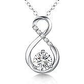 JOSHLUXE Moissanite Infinity Necklace for Women, 2CT D Color VVS1 Moissanite 925 Sterling Silver Pendant Necklace Jewelry, Anniversary Birthday Gifts for Wife Mom Girlfriend
