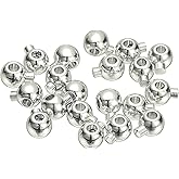 uxcell 20 Pcs Round Crimp Beads, 3.2mm Copper Spacer Beads Connectors Loose Beading Findings End Stopper for Earrings Necklaces Bracelets Pendant DIY Crafts, White