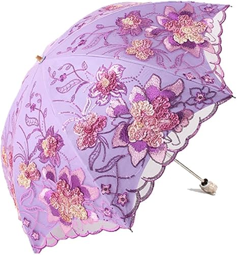 Amazon 日傘 折りたたみ 傘 晴雨兼用 猛暑対策 夏対策 完全遮光 レース 刺繍 優雅 Umbrella Uvカット 母の日 プレゼント ギフト1812 パープル Aurora 傘 レインウェア 通販