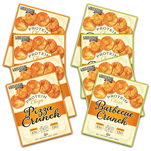 High Protein Chips, 10g Protein, Gluten Free, Low Carbs - Barbecue and Pizza Flavor (8 Pack Assortment)