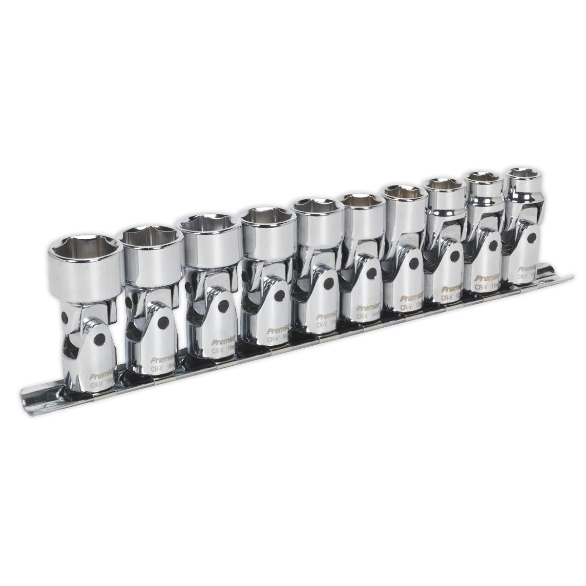 Sealey Ak2710 Universal Joint Socket Set 3/8Sq Drive 6Pt Walldrive 10Pc Metric
