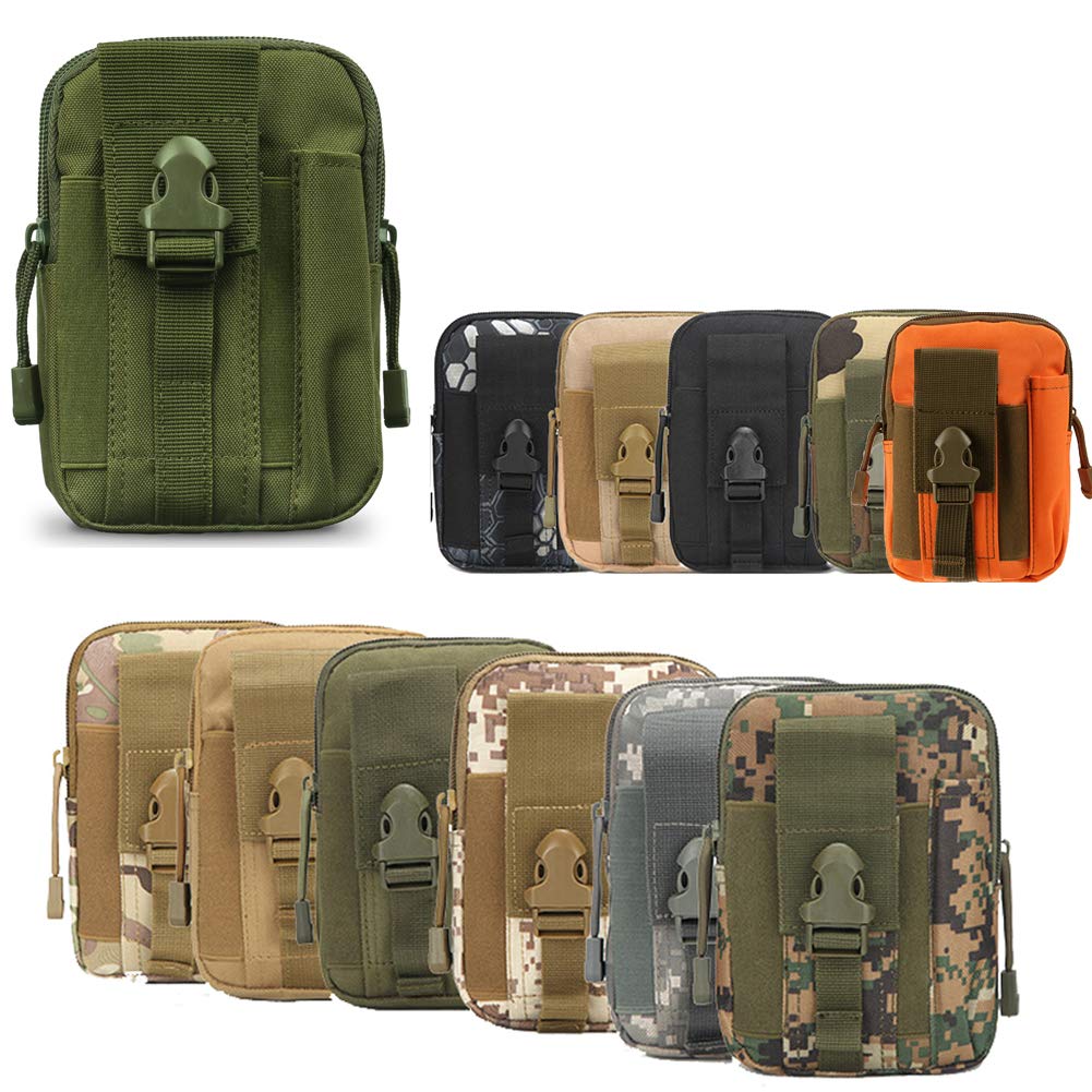 ZhaoCo Tactical Molle Pouch, Compact Utility Belt Pouch Military Army EDC Pouch Waist Bag Fanny Packs for Sports Hiking Camping - Army Green