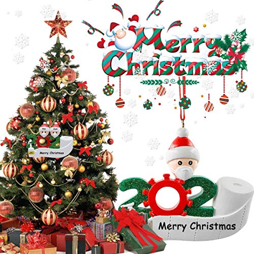 YAJONUE Christmas Ornament Quarantine Personalized 2020 Christmas Pendant Kit Customized Survived Family Name Hanging Ornament Decor Set for Christmas Tree Party Creative Friends Gift,2 Packs