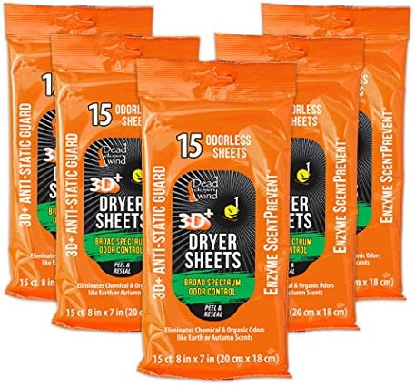 Dead Down Wind Dryer Sheets (15 Pack) - 5 Pack - 75 Sheets