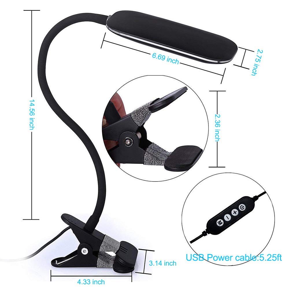 EyYOCEAN Clamp Reading Light for Bed Headboard, Bedroom with 3 Color