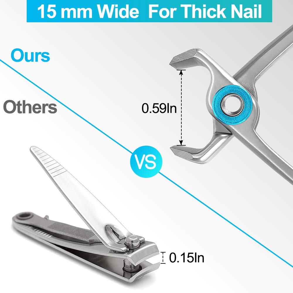 Thick Toenail Clipper – Vepkuso Wide Jaw Opening Oversized Stainless Steel Toenail Cutter with Nail File For Thick Nail, Extra Large Fingernail Toenail Trimmer for Men&Women : Beauty