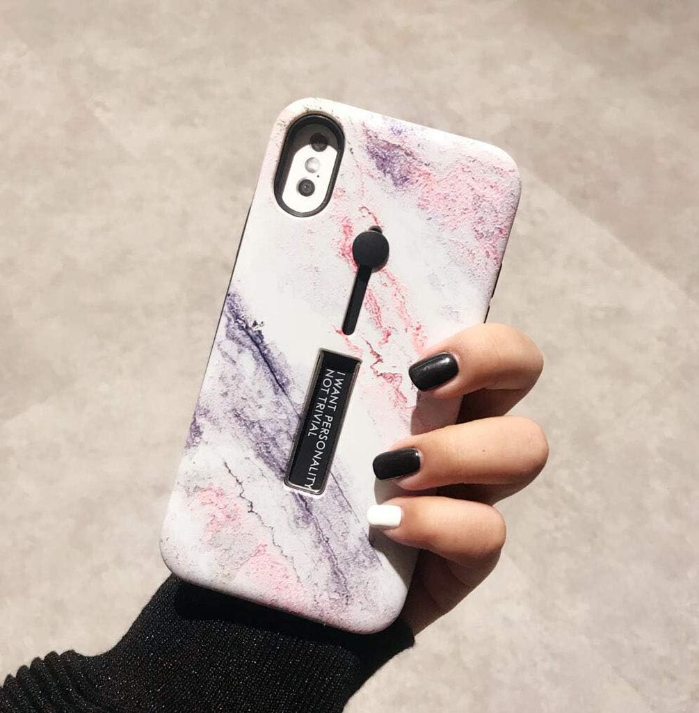 Omio for iPhone XR Marble Case Shockproof Cover for iPhone XR Case with Ring Grip Holder Kickstand Finger Circle Strap Marble Stone Pattern Ultra Thin Smooth Surface Anti-Scratch Case for iPhone XR