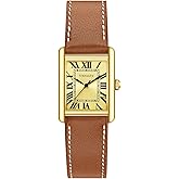 VXFAIZY Rectangular Watch for Women with Vintage Roman Number and Leather Strap