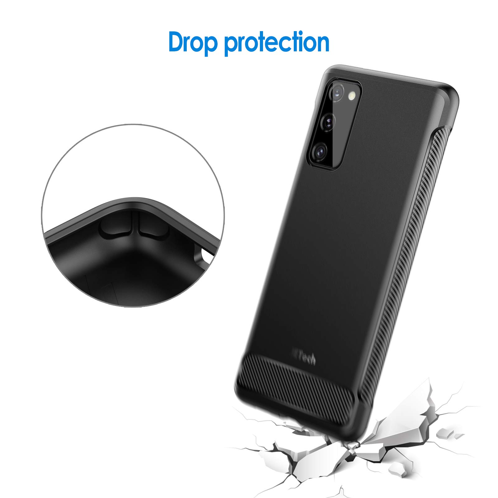JETech Slim Fit Case for Samsung Galaxy S20 FE 5G 6.5-Inch, Thin Phone Cover with Shock-Absorption and Carbon Fiber Design (Black)