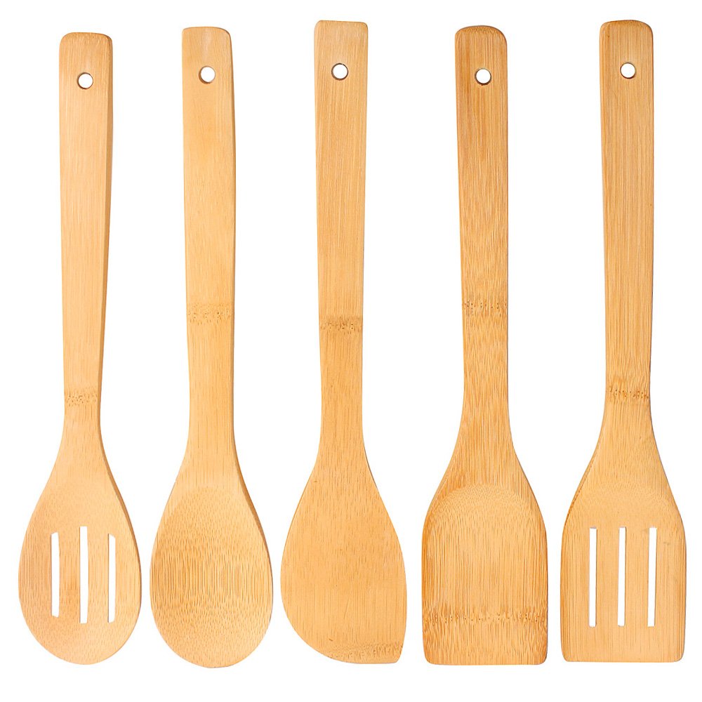 5 Pieces Kitchen Utensils Set Tools Cooking Tools Salad Turner Spatula Slotted Spatula Spoon Camping Cookware for Non-Stick Pans Healthy Non Scratch Dishwasher Safe