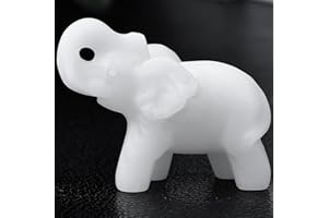 Ytbeoxk 1.8 Inch White Jade Elephant Crystal Decor, Healing Crystal Cute Figurines,White Elephant Gemstones Decorations Statue, Lucky Reiki Stones in Home and Office Meditation Gift for Women and Men