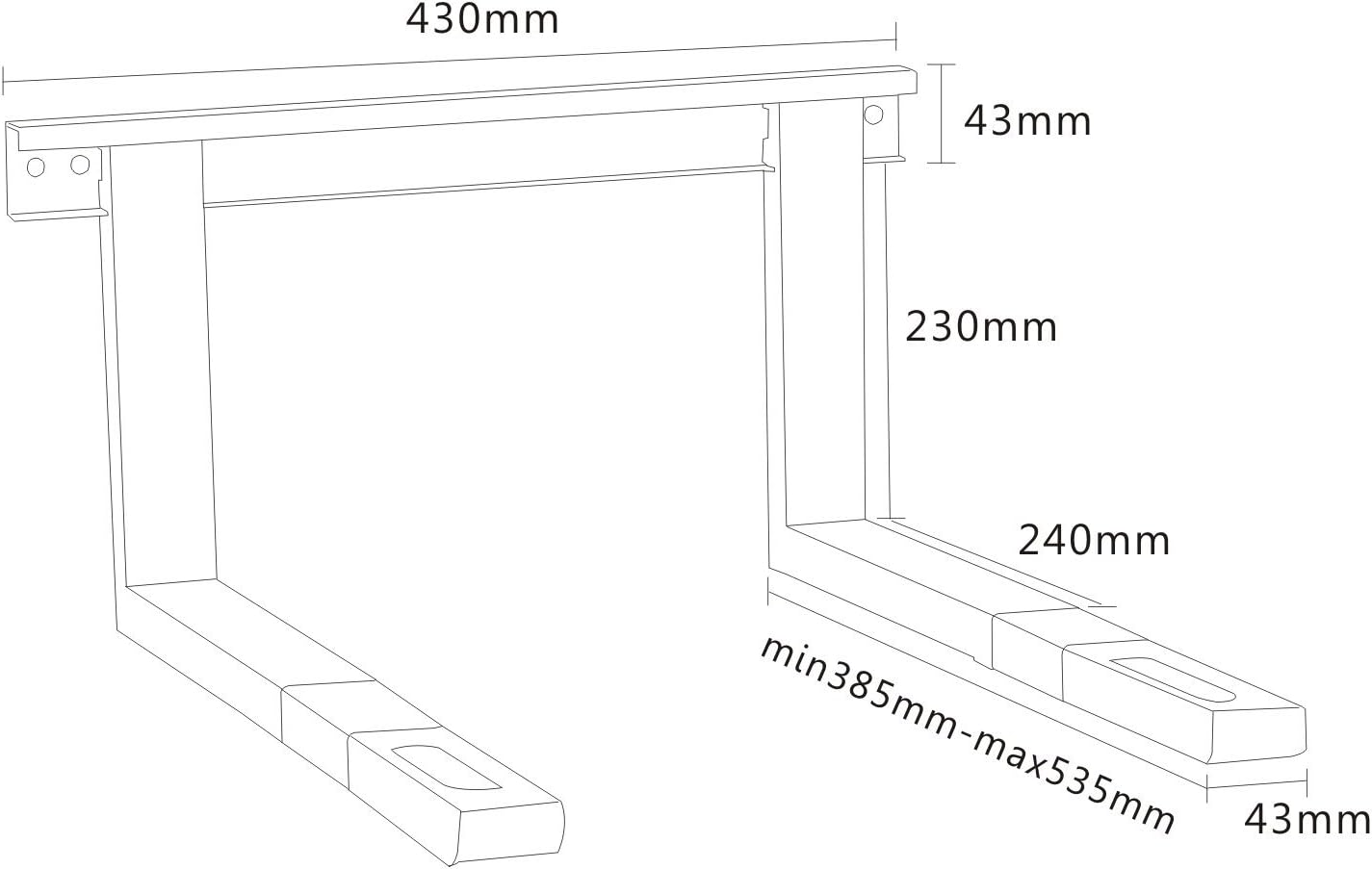 PureMounts/mikrowellenh Universal Wall Mount Adjustable Length Arrow PM-MWH-01, Black - Image 4