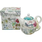 Lightahead Bone China Tea for One Set Blue Bird Design,attractive Gift Box