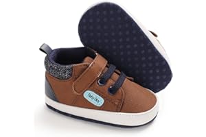 Meckior Infant Baby Boys Girls Walking Shoes Toddler Non Slip Rubber Sole Sneakers Soft Casual PU Leather Moccasins Prewalker