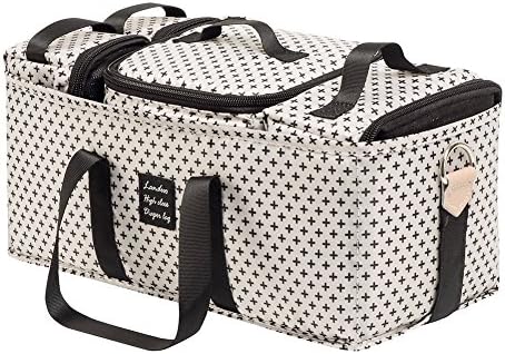 Landuo Diaper Bag Multi-Function Waterproof Travel Backpack Nappy Bags for Baby Care, Spacious Tote Design Organizer with 4 Different Sized Cubes, Durable & Stylish, for Mom/Dad(Cream-Colored)