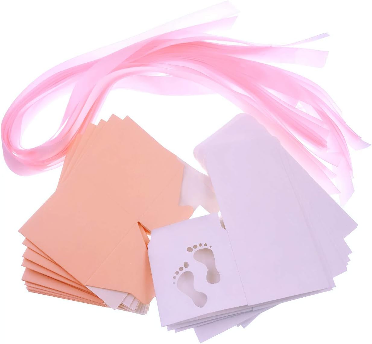 JZK 50 x Pink footprint paper baby shower favour boxes for girl baby shower girl birthday party christening baptism newborn party - Image 5