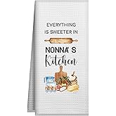 Joyriza Nonna Kitchen Towels, Nana Gifts from Grandkids for Birthday Thanksgiving, Dishcloth Tea Towel Gift for Nonna Grandma, Home Bathroom Decor, 16x24In