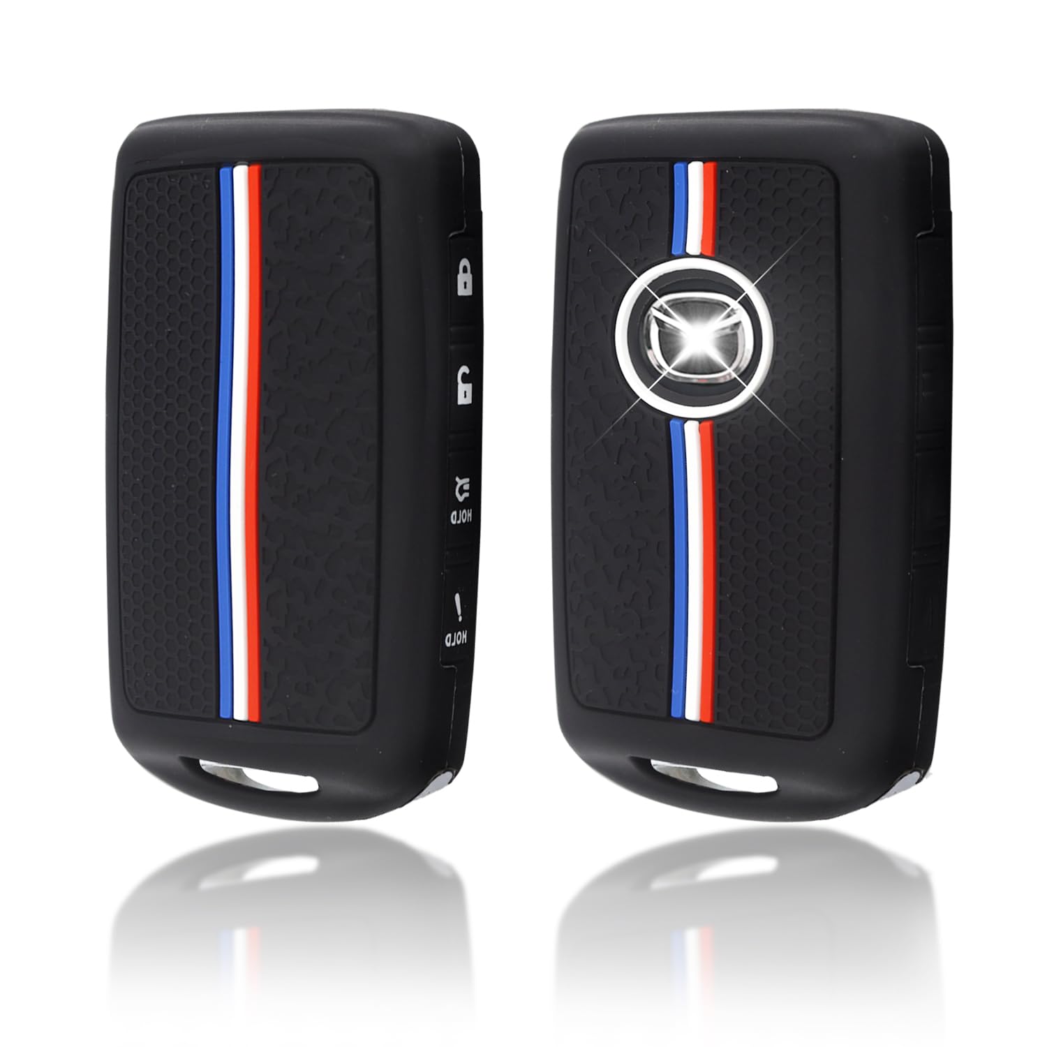 Juttzzei Mazda Car Key Fob Cover - CX Series (3, 30, 5, 50, 60, 9) & MX5 - 4 Button, Upgraded TPU Silicone Key Cover (Black)