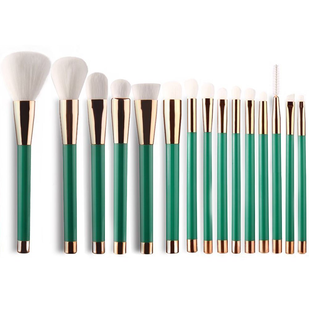 UNIMEIX Makeup Brushes,15 Pieces Makeup Brush Set, Professional Cosmetic Set,Foundation Brush Powder Brush Eyeshadow Brushes, Silicon Blender, 4 Colours (Green)