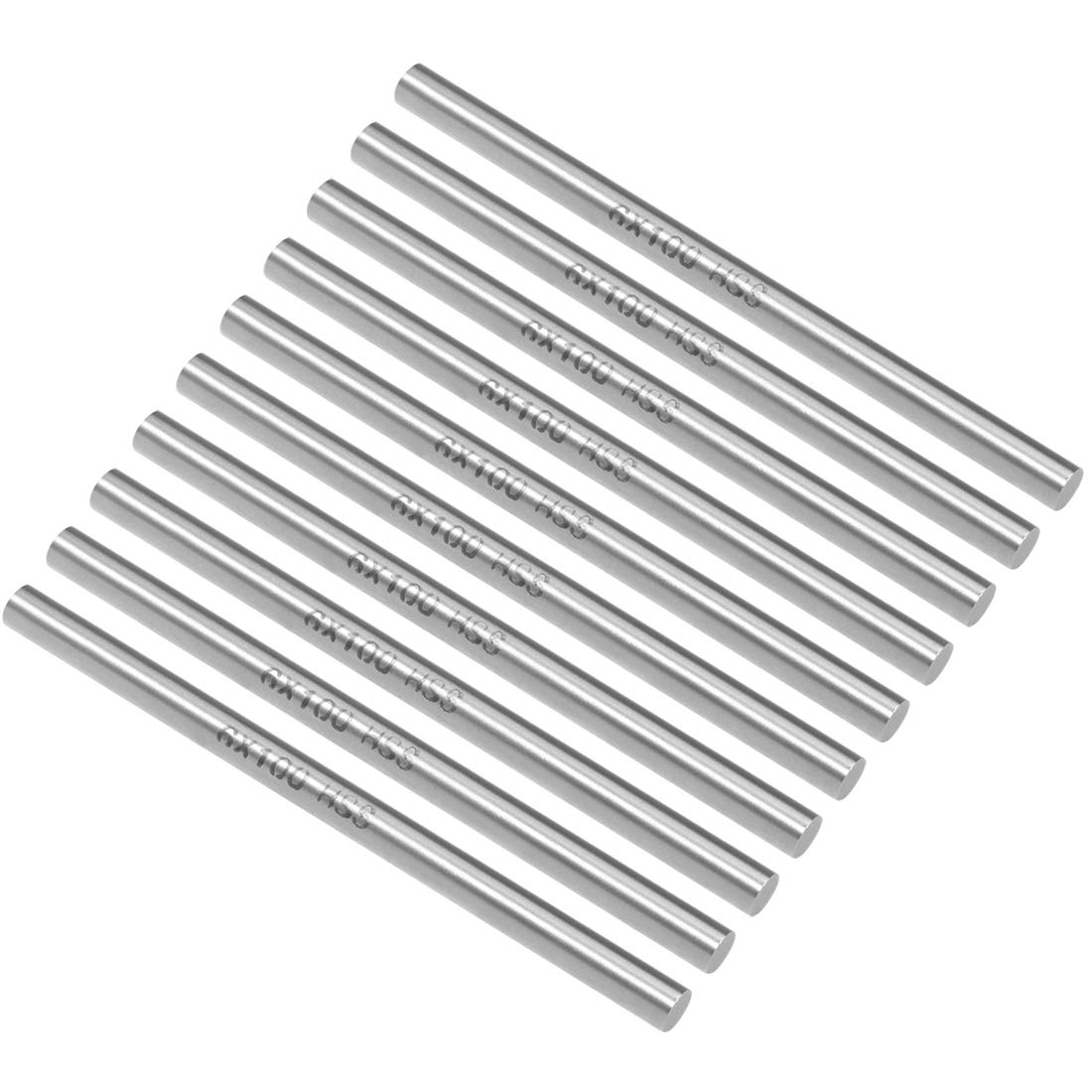 uxcell Round Steel Rod, 6mm HSS Lathe Bar Stock Tool 100mm Long, for Shaft Gear Drill Lathes Boring Machine Turning Miniature Axle, Cylindrical Pin DIY Craft Tool, 10pcs