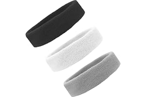 KENZ LAURENZ Sweat Bands/Headbands for Women Men Elastic Headband Sports Sweatbands Athletic Stretchy Head Band Workout Running Basketball Moisture Wicking Terry Cloth Set Sweat Hair