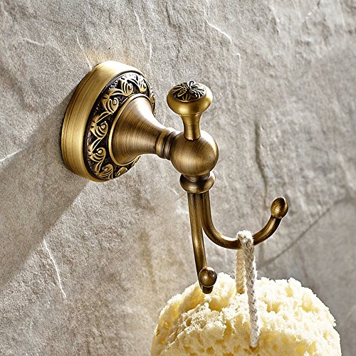 WINCASE Modern Style 4 Piece Bath Hardware Accessory Set of High Grade Brass Antique Brass Finish Suitable for Bathroom Toilet including Towel Bar Towel Ring Toilet Paper Holder and Clothes Hook