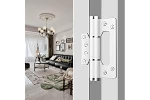 EEGOOWA 5 "Non-Mortise Door Hinges,with Silent Hydraulic Buffering,Self Closing Door Hinge,Spring Hinge,175° one-Way Internal Opening,Adjustable Closing Speed and Force(2, White)