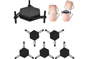 6 Piece Expandable Cup Stacker, Non-Slip Mug Organizer for Cabinet & RV Kitchen, Black Space-Saving Cup Holder for Coffee Mug