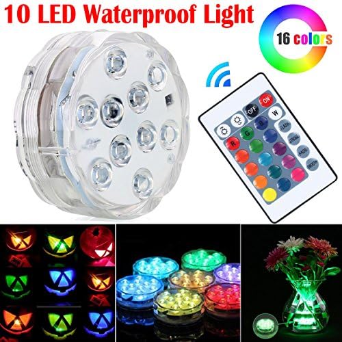 SLBSTORES10-LED RGB Submersible LED Light, Multi Color Waterproof Wedding Party Vase Base Floral Light + Romote Controller
