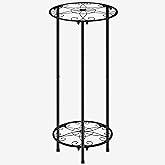 CASIMR Plant Stand Indoor Outdoor, Metal Rustproof Flower Shelf 2 Tier 23.9 inch, Tall Multiple Plant Pot Holder Rack for Garden Patio Living Room Corner Balcony, Black