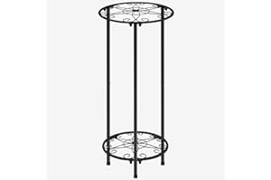 C CASIMR CASIMR Plant Stand Indoor Outdoor, Metal Rustproof Flower Shelf 2 Tier 23.9 inch, Tall Multiple Plant Pot Holder Rack for Garden Patio Living Room Corner Balcony, Black