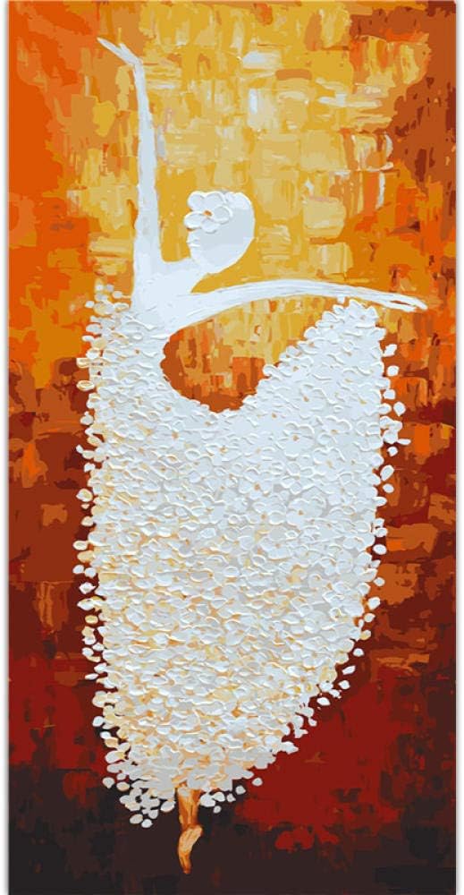 xcxbxb Diy Digital Oil Painting Canvas Print Hand Painted Acrylic Oil Painting Abstract Artist Home Decoration Unique Gift Vertical Ballet Dancer 40X50Cm