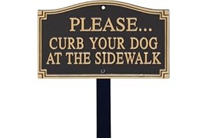 SmartSign Please Curb Your Dog at The Sidewalk Sign for Yard, Curb Your Dog Garden Plaque | 5.75" x 9.5" Aluminum Plaque with 18" Black Lawn Stake, Made in USA