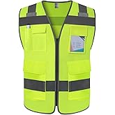 TCCFCCT Safety Vest - Men's 5 Pocket Reflective Vest, Durable High Visibility, ANSI/ISEA Compliant, T5-Yellow, L