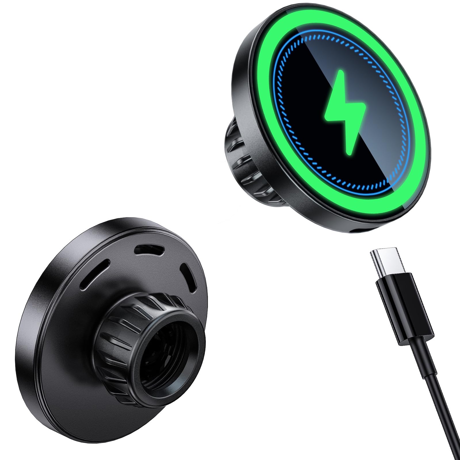 EZTOMUXE Magnetic Wireless Charging Phone Holder Mount with 17mm Ball Socket for MagSafe, [Heavy-Duty] Magnetic Ball Mount Fits 17mm/0.67inch Ball Car Phone Holder for iPhone 17/16/15/14/13/12 Series