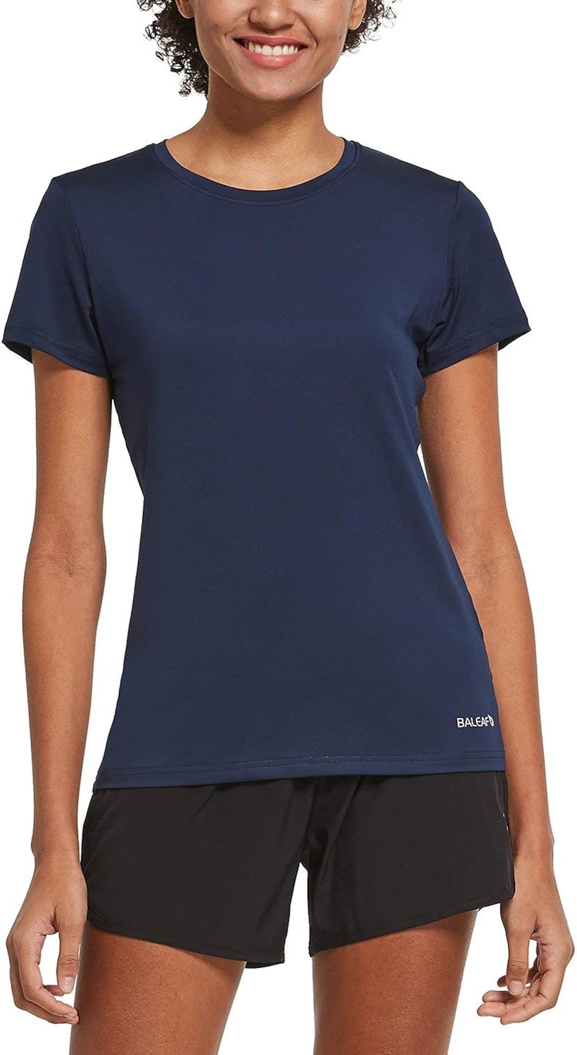 BALEAF Women's Athletic Short-Sleeved Running T-Shirts Lightweight Quick Dry Workout Training Yoga Crewneck Tops : Clothing